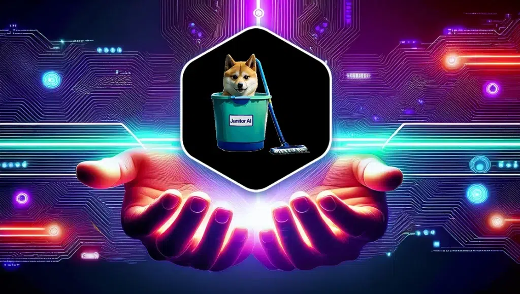 The logo of Janitor AI, one of the most popular AI tools for creative storytelling.