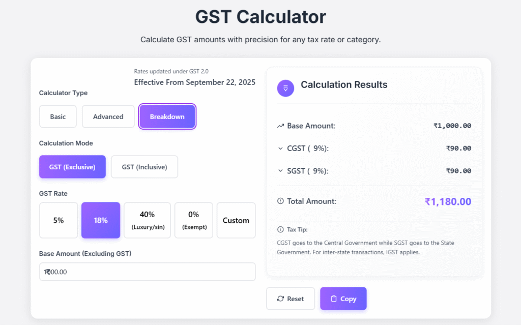 New GST Rates 2025 in India (Effective 22nd Sept): Updated Calculator