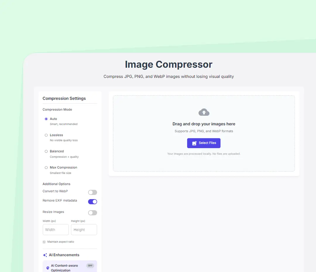 Compress JPG PNG and WebP images online free without quality loss – EzyToolz