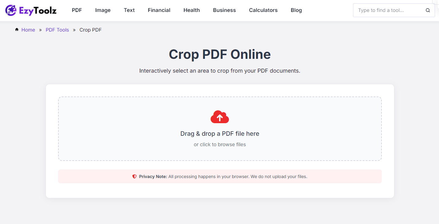 free crop PDF tool open in browser