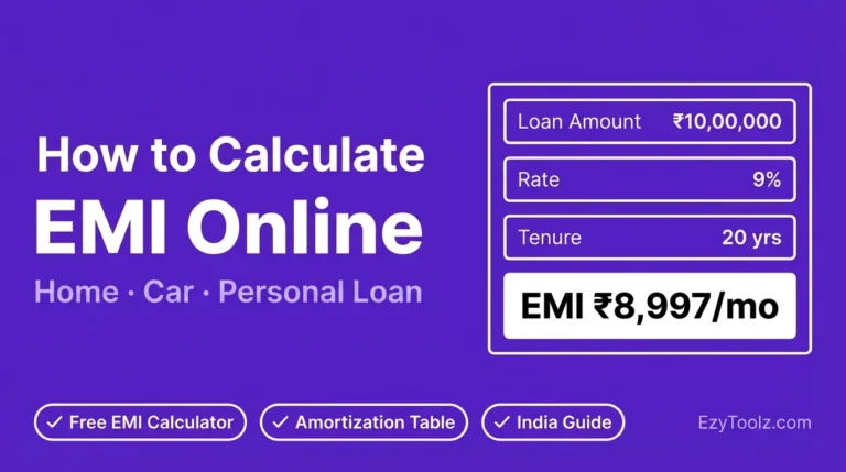 How to calculate EMI online in India — free EMI calculator guide for home loan car loan and personal loan with amortization schedule